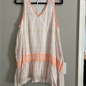 Free People White and Orange Sleeveless dress